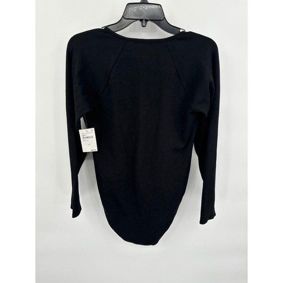 Good American Black Long Sleeve‎ Bodysuit Snap Henley Neckline XL - Picture 3 of 6